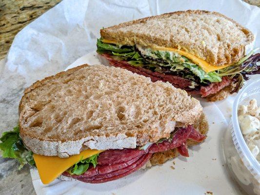 Salami Sandwich, $11.25 (on sourdough wheat bread, +$1). Very big and stuffed full.