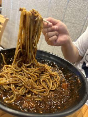 Jajangmyeon (Black Bean Noodles) - Spicy!!