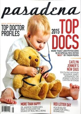 We're proud to have been chosen a Top Doc in Pasadena Magazine's 2015 poll as voted by other doctors.