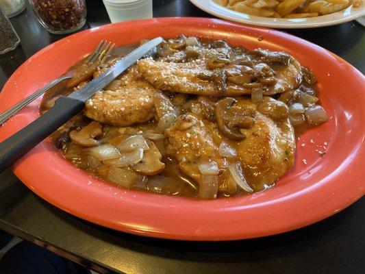 Chicken marsala - I would leave out some of the onions in the dish