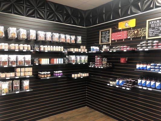 Wide variety of CBD gummies and topicals and face creams and face mask