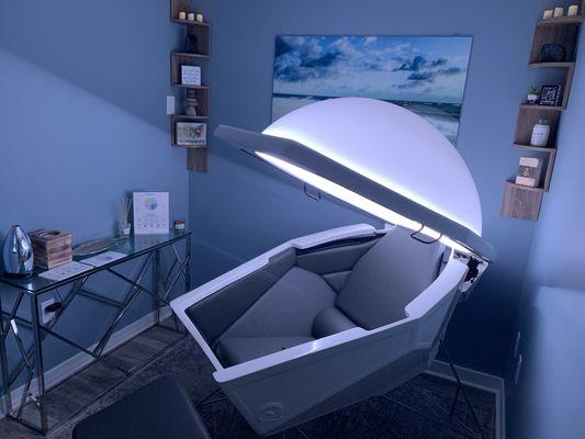 Somadome meditation pod. A convenient 20min meditation session with binaural beats, color therapy and more!