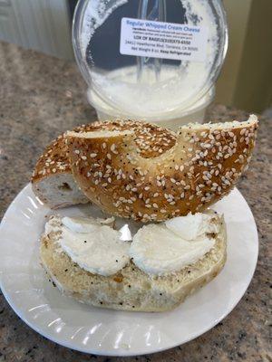 Everything bagel and cream cheese