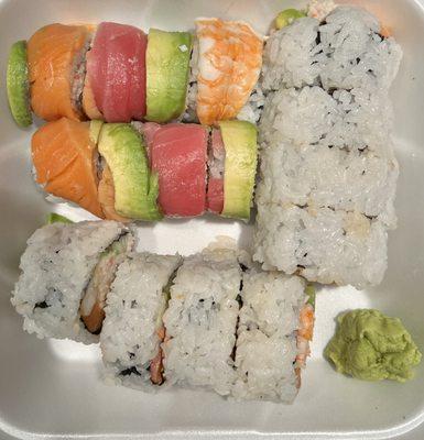 One Rainbow Roll and one Seahawk Roll to go.