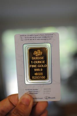 Here is my 1 oz PAMP SUISSE Gold Bar--back