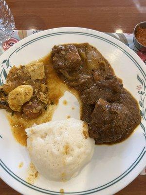 Idly , mutton curry and egg curry