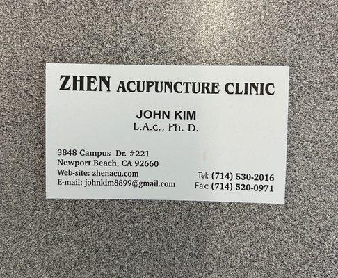 Acupuncture business card