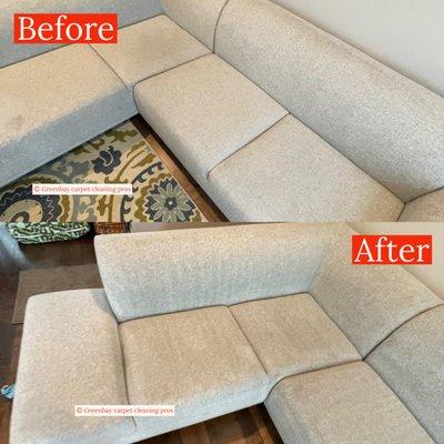 Upholstery sectional clean before and after #Palo-alto