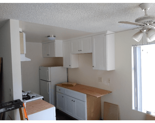 In the process of restoring a flooded kitchen.