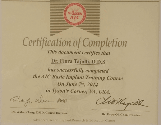 Officially certified and trained in placing dental implants within the office!