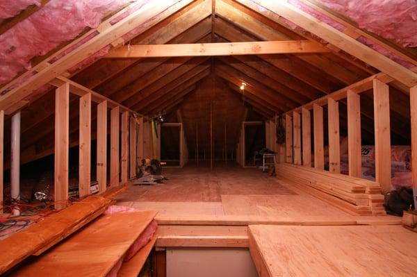 Attic space converted to playroom - frame knee walls