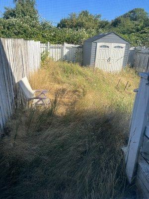 The backyard, this was taken on 8/2/2022, 3 months and 1 week after initial request. We could not access our backyard the entire time.