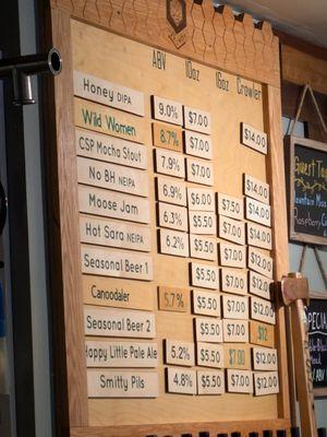 Beer list at Hex & Hop, Bloomingdale