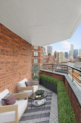 Terraces with skyline views in select apartments