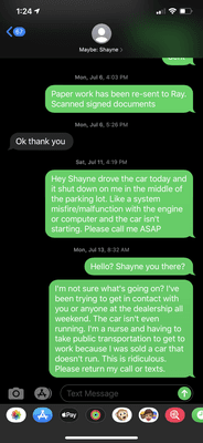 It is unfortunate that we have to get to this.  But this is the text that was sent to the dealer when the car shut down.