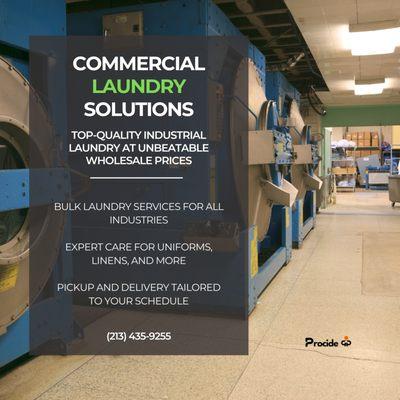 Now offering commercial laundry solutions at flexible rates starting at $1.35/Piece with Laundry & Press. 
 (200+ pieces required)