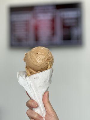 Vietnamese Iced Coffee on a waffle cone. Delicious!!