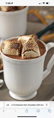 Abuelita, Mexican, hot chocolate with toasted cinnamon marshmallows.