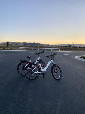 Taking a break after a long ride in Sisters, Oregon