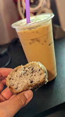 Blueberry cake donut and Vietnamese coffee