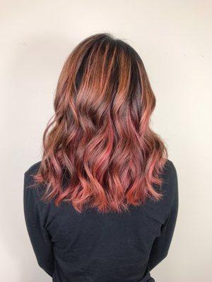 Rose Gold Highlights with Pink Tones, done by Migo!