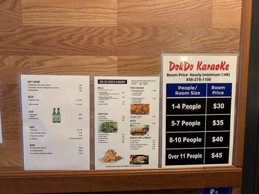 Pricing and menu