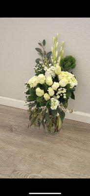 Custom sympathy arrangement. $100 with tax and delivery