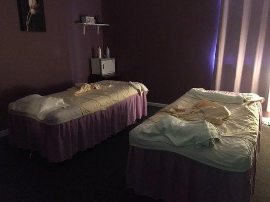 The room we were given. Photos taken after our massages.