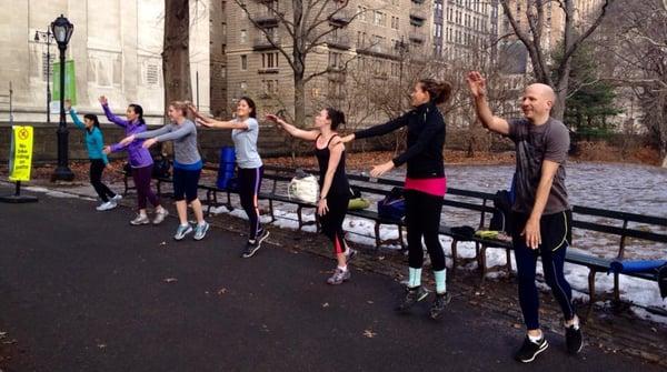 Working up a sweat despite snow and ice on the ground