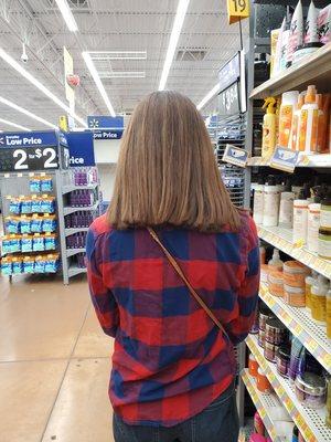 You can see different lengths of hair poking out when I wear my hair down and straightened.