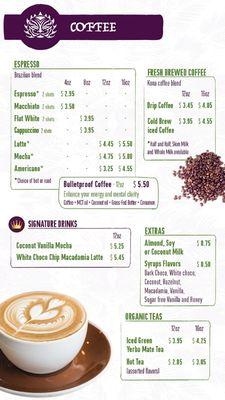 Coffee Menu