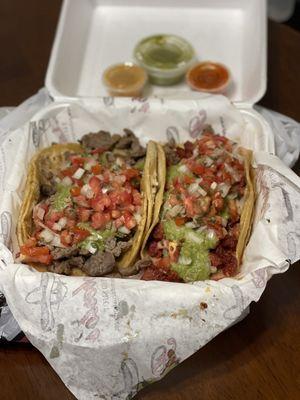 Carne Asada taco & Adobada taco