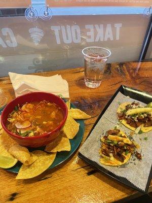 Soup and tacos $22.00