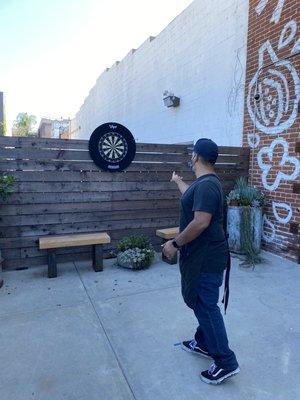 When you need a break, darts on the patio