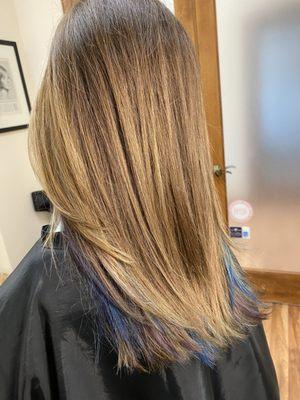 Smaller pops of blue and purple