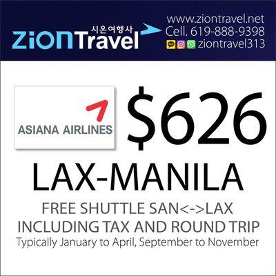 Asiana air $626 to manila