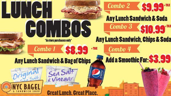 Lunch combos for all sandwiches