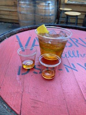 An old fashioned and a sample of the bourbon and the empire rye.