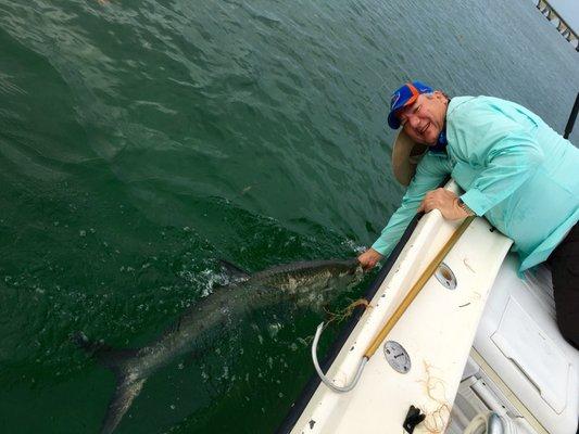 Reviving one of my first tarpon after a lengthy fight.