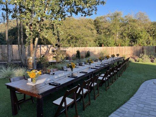 Farmstyle Dinner Table set up.