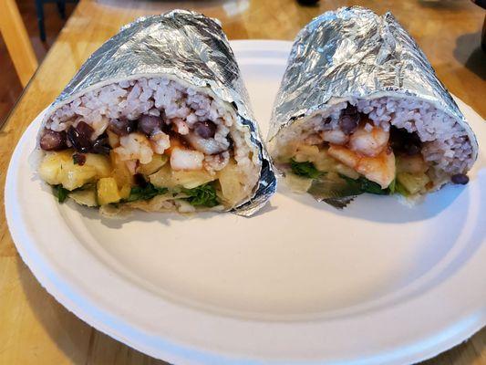 Sweet chili pineapple shrimp burrito