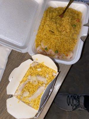 Chicken fried rice and shrimp fried rice