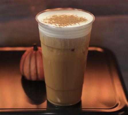 Pumpkin Spiced Latte with pumpkin pie sweet cream