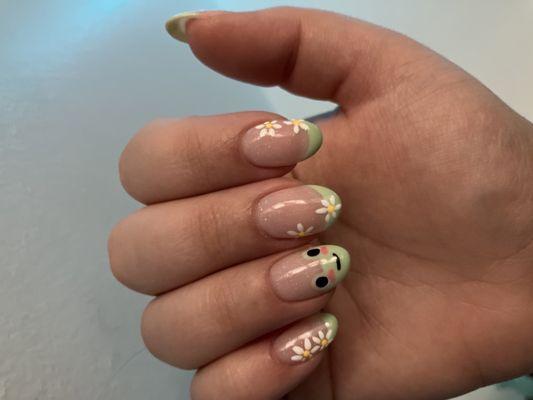 Dip powder manicure with gel design