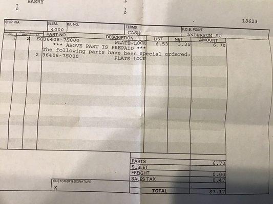 Cost of correct part X 2...part that Jim's Auto couldn't seem to figure out after 6 months of trying.  Don't get your vehicle towed here!