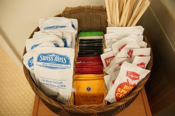 Tea and hot chocolate basket.