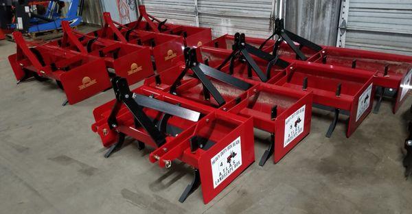 Brand New Box Blades. 4' ft., 5', 6', 7' and 8'. We also sell other new and used implements and attachments.