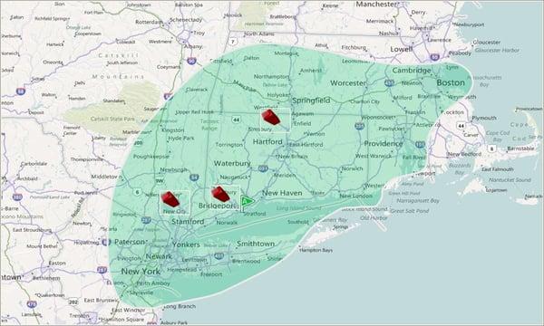 Service Area Map for MEYER Records Management