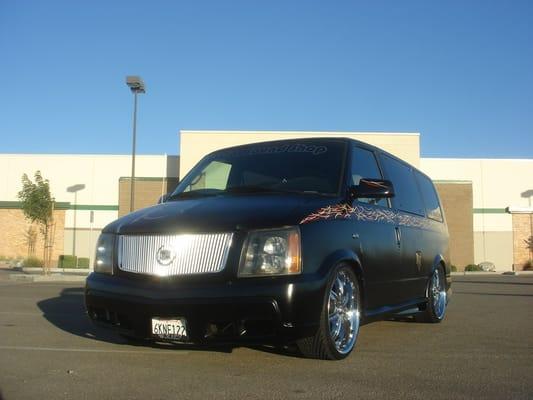 SoCal Sound Shop Van. Satin Black, Hand Pinstriping, Vinyl Graphics on Windows