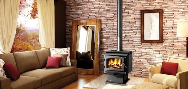 Tevis Home offers wood and pellet stoves, blending practical heat with rustic charm.